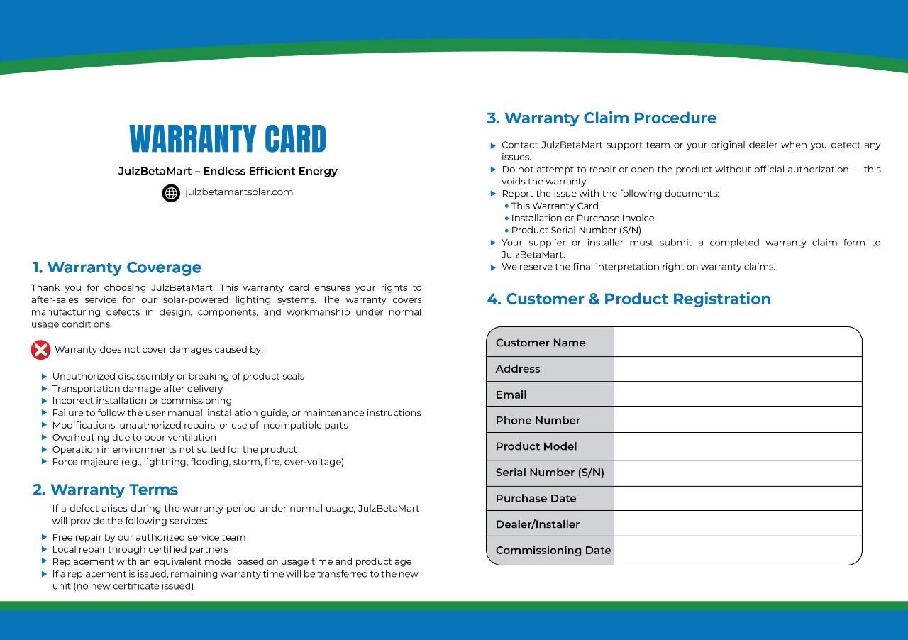 Warranty Card